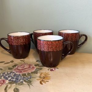 Cuisinart Brown Rose Tan Stoneware Mugs SET of 2